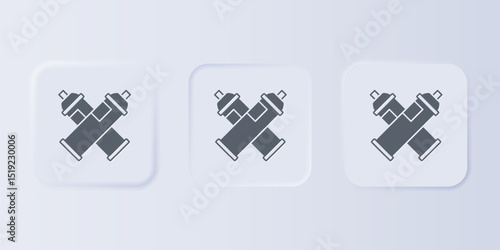 Grey Paint spray can icon isolated on grey background. Set icons in square buttons. Vector