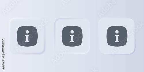 Grey Information icon isolated on grey background. Set icons in square buttons. Vector