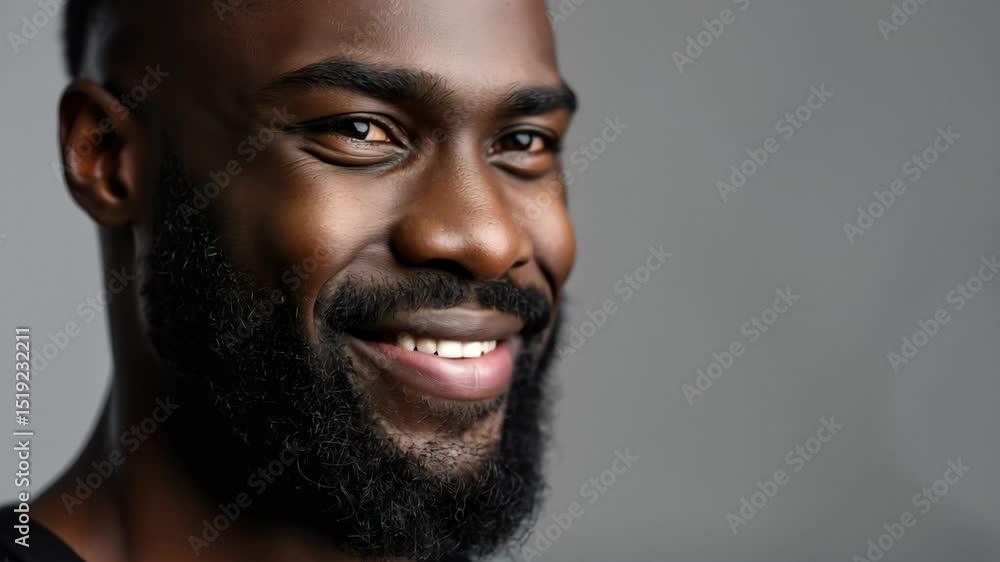 Bearded man turning his head slightly with a direct gaze, captured in soft studio lighting Bearded man turning his head slightly with a direct gaze, captured in soft studio lighting