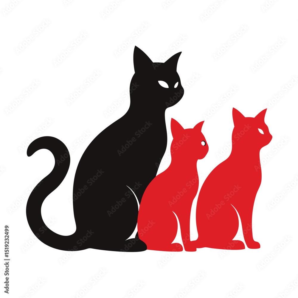 Obraz premium silhouette International Cat Day on white background