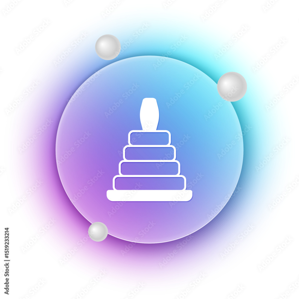 White Pyramid toy icon isolated on white background. Blue and purple gradient circle background. Vector White Pyramid toy icon isolated on white background. Blue and purple gradient circle background. Vector