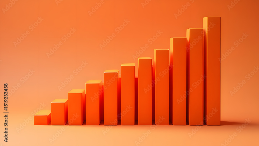 Fototapeta premium Ascending orange blocks growth chart success progress