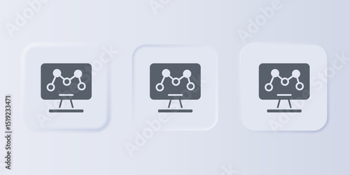 Grey Genetic engineering modification on laptop icon isolated on grey background. DNA analysis, genetics testing, cloning. Set icons in square buttons. Vector