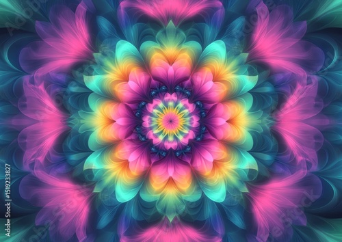 A colorful flower with a yellow center