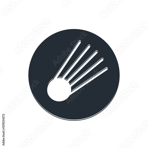 Black Comet falling down fast icon isolated on white background. Vector