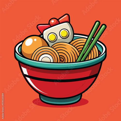 Ramen Food Cartoon Vector Icon Illustration