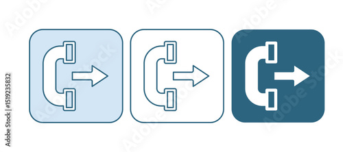 Blue Outgoing call phone icon isolated on white background. Phone sign. Telephone handset. Vector