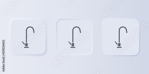 Grey Water tap icon isolated on grey background. Set icons in square buttons. Vector