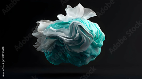 Abstract Teal And White Geometric Shape On Black Background