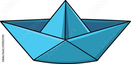 Blue paper boat cartoon icon in a simple origami style. Perfect for children’s themes, creativity, and water-based projects. Clean vector design ideal for education, print, and digital use.
