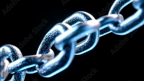 Close-up of a steel chain, links tightly connected, suggesting security and constraint