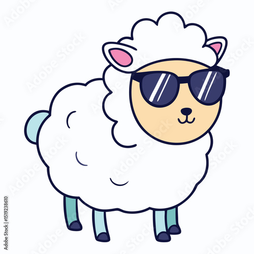 Cool Sheep Illustration A Fluffy Friend Rocking Sunglasses for a Fun Vibe