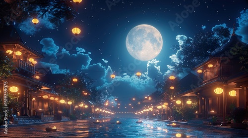 islamic background with moon lanterns and mosque for ramadan eid ul fitr and eid al adha eid milad muharram HD 8k eid ul azha wallpaper photographic image