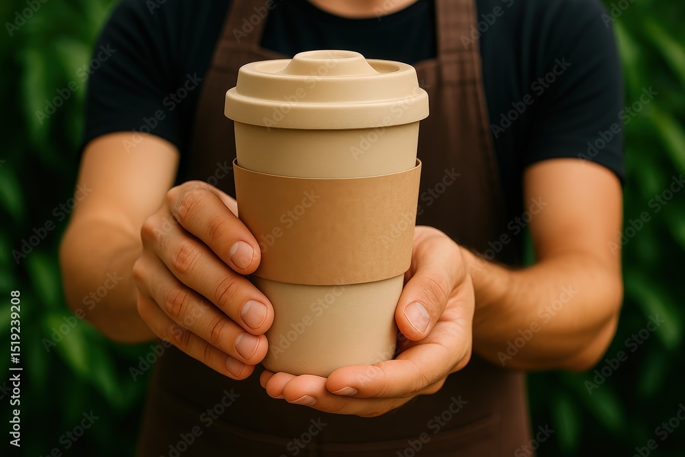 Reusable Coffee Cup Held by Person Reusable Coffee Cup Held by Person
