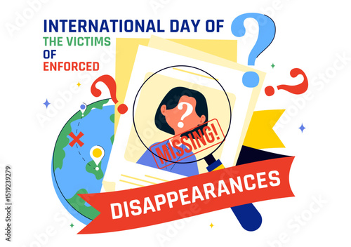 International Day of the Victims of Enforced Disappearances Vector Illustration on August 30 Featuring a Missing Person or Lost People in a Background