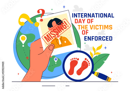 International Day of the Victims of Enforced Disappearances Vector Illustration on August 30 Featuring a Missing Person or Lost People in a Background