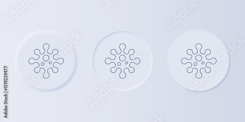 Grey Virus icon isolated on grey background. Corona virus 2019-nCoV. Bacteria and germs, cell cancer, microbe, fungi. Set icons in square buttons. Vector