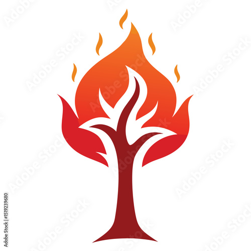 Tree Shaped Like a Flame Silhouette
