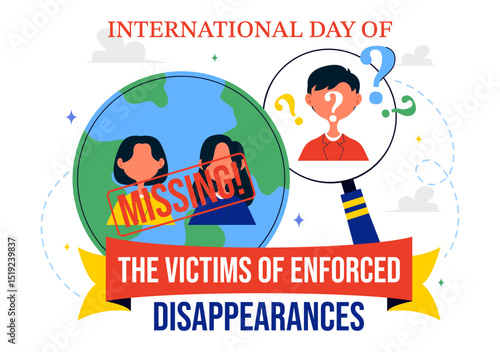 International Day of the Victims of Enforced Disappearances Vector Illustration on August 30 Featuring a Missing Person or Lost People in a Background