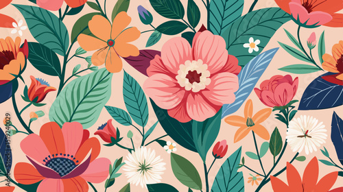Wallpaper Mural color seamless pattern with flowers background vector Torontodigital.ca