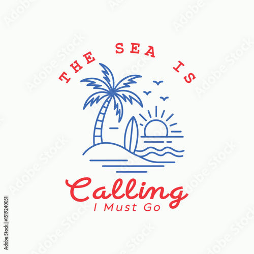 The sea is calling, i must go. Summer holiday beach life minimalist t shirt design