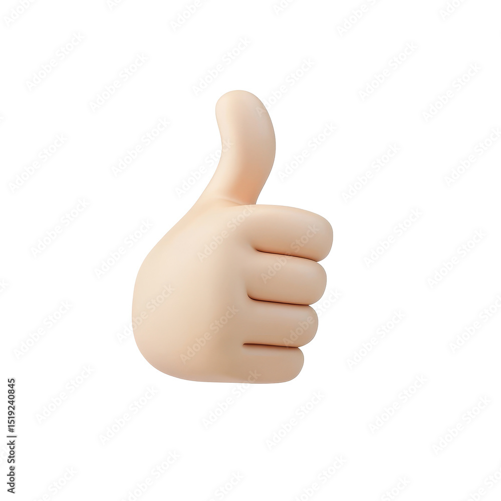 A light-skinned, cartoonish hand giving a thumbs-up gesture, rendered in a 3D style against a black background A light-skinned, cartoonish hand giving a thumbs-up gesture, rendered in a 3D style against a black background