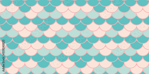 Seamless pastel mermaid scales pattern.  Perfect for fabric, wallpaper, or website backgrounds.  Evokes a whimsical, feminine, and tranquil mood. Ideal for projects needing a playful, elegant design.