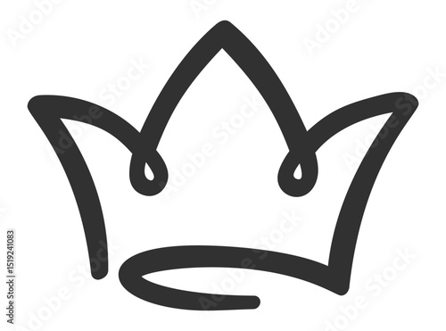 Simple, hand drawn crown representing concepts of royalty, leadership, power, and authority, suitable for logos, icons, or decorative elements