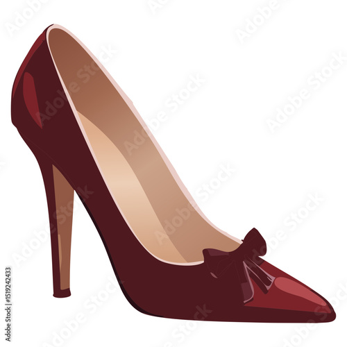 Elegant Burgundy High Heel Pump Illustration