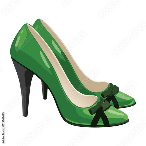 Pair of Elegant Green High Heels
