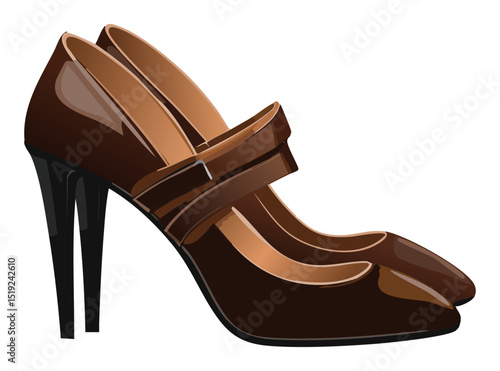Elegant Brown Heels Pump Illustration