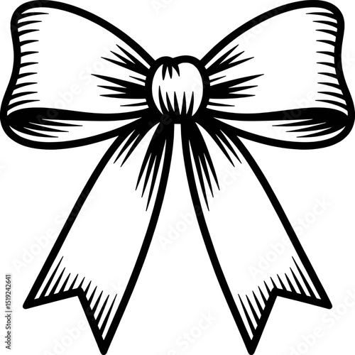Elegant black and white bow clipart illustration