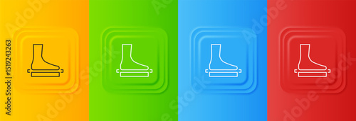 White Flat foot icon isolated on colorful background. Set icons in square buttons. Vector