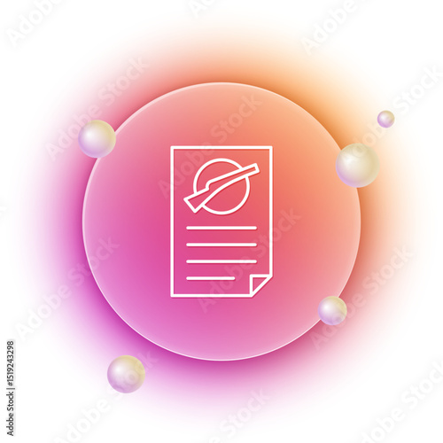 White Firearms license certificate icon isolated on white background. Weapon permit. Orange and pink gradient circle background. Vector