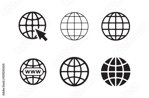 Globe and Pointer Symbols for Internet and Website ico set. Victor illustration eps 10