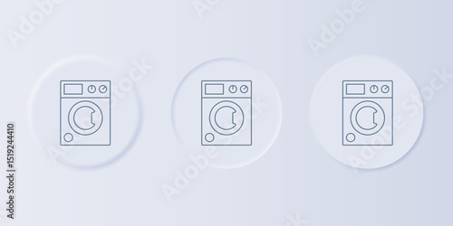 Grey Washer icon isolated on grey background. Washing machine icon. Clothes washer - laundry machine. Home appliance symbol. Set icons in square buttons. Vector