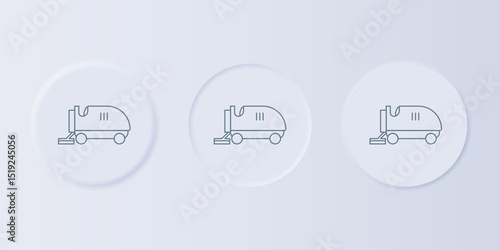 Grey Ice resurfacer icon isolated on grey background. Ice resurfacing machine on rink. Cleaner for ice rink and stadium. Set icons in square buttons. Vector
