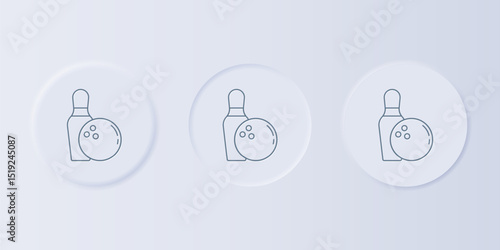 Grey Bowling pin and ball icon isolated on grey background. Sport equipment. Set icons in square buttons. Vector