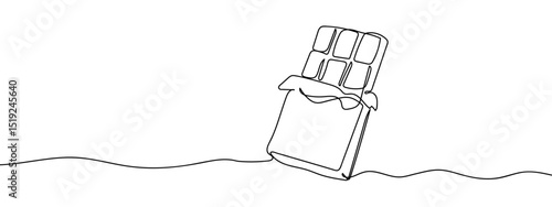 Continuous line chocolate bar Line Art Vector Transparent Background Edit Stroke.