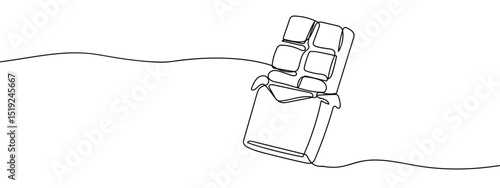 Continuous line chocolate bar Line Art Vector Transparent Background Edit Stroke.