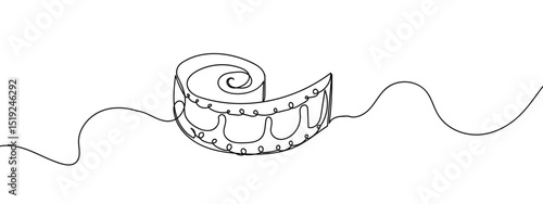 continuous line, film Line Art Vector Transparent Background Edit Stroke.