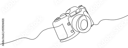 continuous line film camera Line Art Vector Transparent Background Edit Stroke.