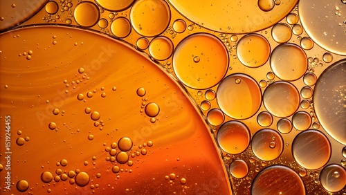 Hyperrealistic Abstract Macro: Orange and Yellow Oil Bubbles