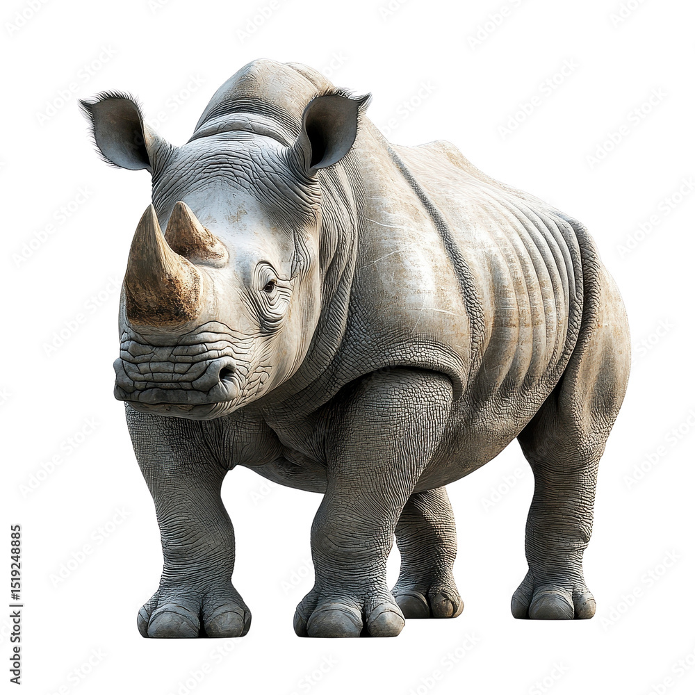 Obraz premium Powerful Rhinoceros Isolated On Transparent Background PNG.