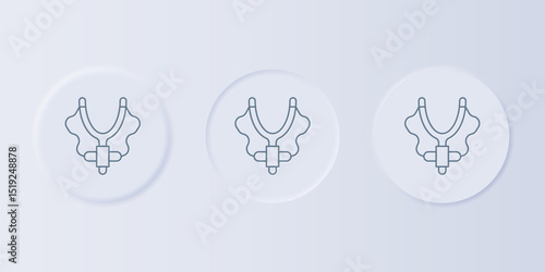 Grey Slingshot icon isolated on grey background. Set icons in square buttons. Vector