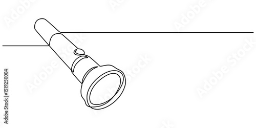 one continuous line drawing flashlight vector, continuous line flashlight.one line drawing of lighting tool.single line flashlight emergency light.vector illustration.isolated white background, torch.