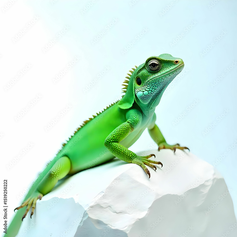 Fototapeta premium A beautiful lizard on blank background