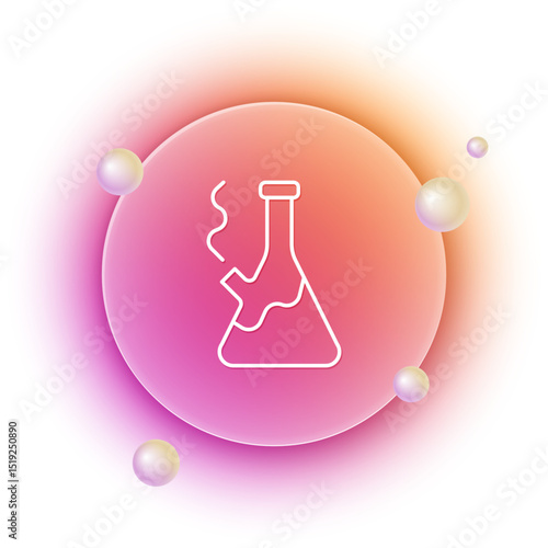 White Glass bong for smoking marijuana or cannabis icon isolated on white background. Orange and pink gradient circle background. Vector
