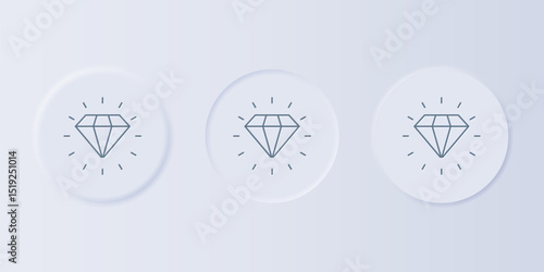 Grey Diamond icon isolated on grey background. Jewelry symbol. Gem stone. Set icons in square buttons. Vector