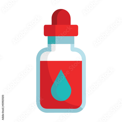 3D Ampoule Bottle with Liquid Drop Icon